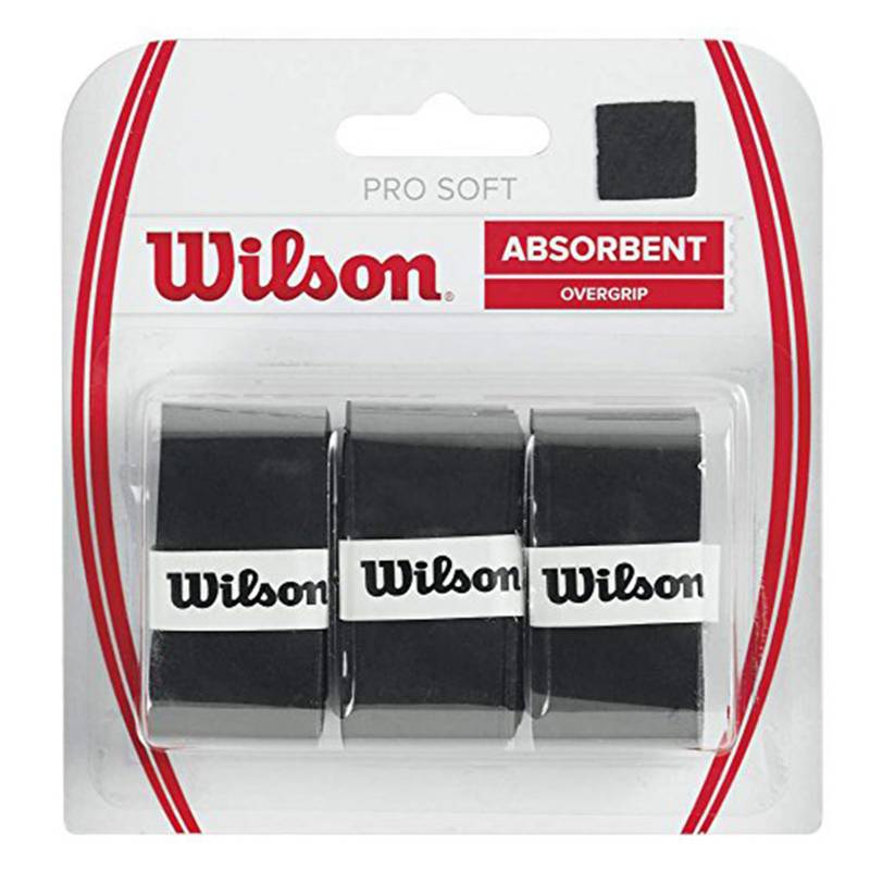 Pro Overgrip Wilson p/Raqueta Tenis Pro Soft Ast 3 Pack (negro)